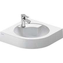 Lavabo d'angle ARCHITEC, 63,5 x 54, sans trop-plein, avec plage de robinetterie, trou pour robinetterie, trou amorcé à droite pour distributeur de savon, Blanc Réf. 0448450000