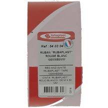 Ruban de signalisation Rubaplast rouge/blanc rouleau de 100 m x 50 mm