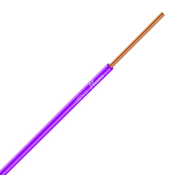 Fils de câblage résidentiel rigides H07VU 1 x 1,5 - violet - couronne de 100 mètres