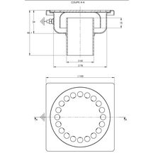 Siphon inox 100x100 diamètre 40 hauteur 34 avec rosette libre Limatec 1040