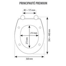 Abattant recouvrant forme droite, Principauté Premium,en résine thermodurcissable, bactéricide, blanc, à fermeture ralentie, 2,5 kg réf. 95900110