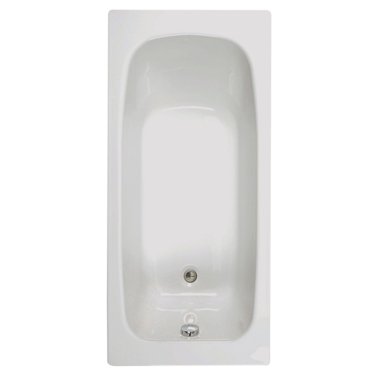 Baignoire droite VARIA 150x70 cm, vidage standard non fourni, profondeur interne 42 cm, en toplax, contenance 110 litres, NF, blanc réf. 199223