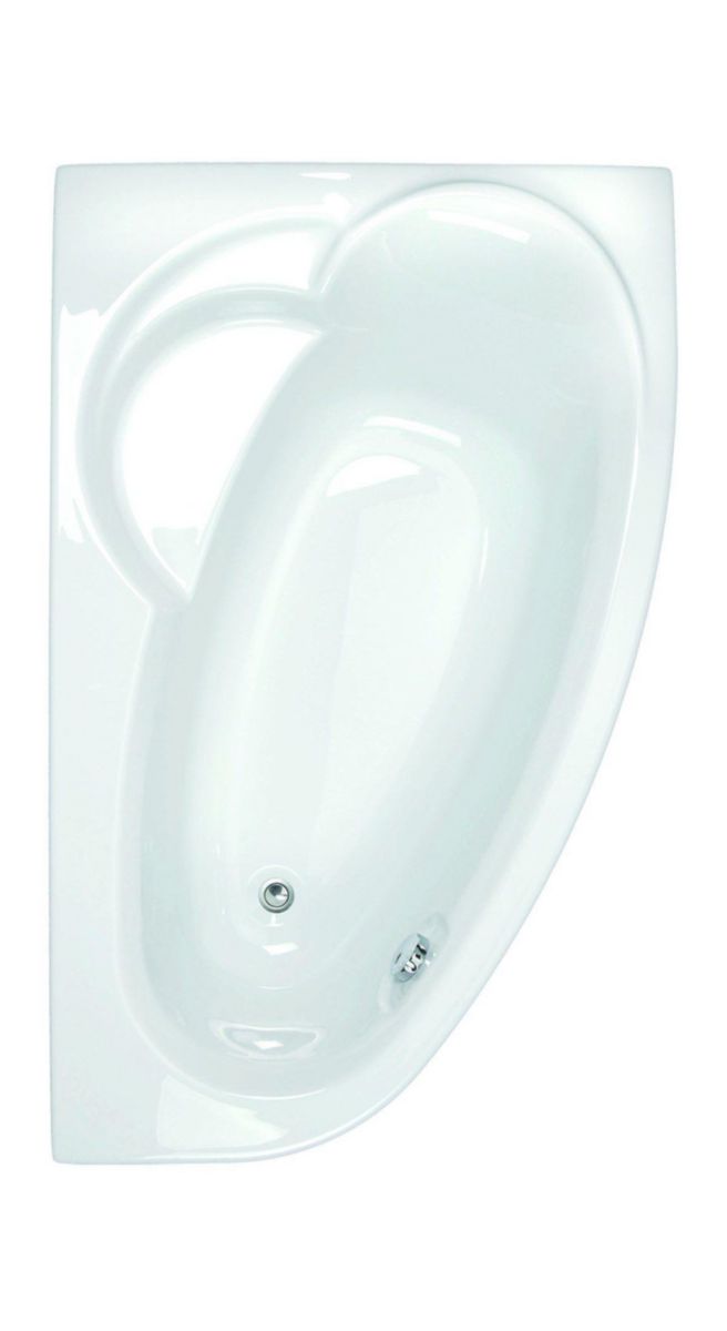 Baignoire asymétrique LADIVA junior 160x100 cm gauche, vidage standard non fourni, profondeur interne 42 cm, en toplax, contenance 80 litres, blanc réf. 199558