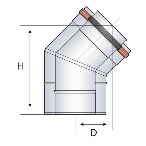 Coude 45° DUALIS EI (par 2), diamètre 130 / 200 mm, pour chaudière gaz/fioul EC 45° 130 E.I Réf. 17130121/9999