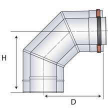 Elément de coude à 90° pour chaudière gaz ou fioul diamètre 130 / 200 inox EC90130EI Réf. 17130141/9999