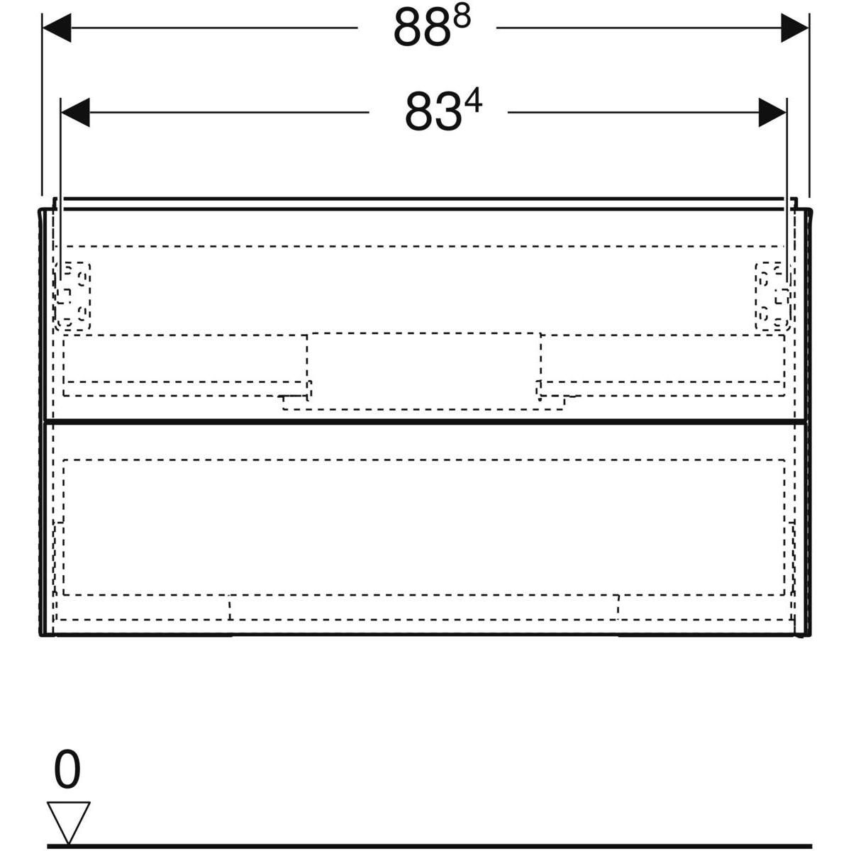 Meuble bas pour lavabo Geberit ONE, avec deux tiroirs: Largeur de lavabo=90cm, H=50.4cm, T=47cm, greige / laqué mat