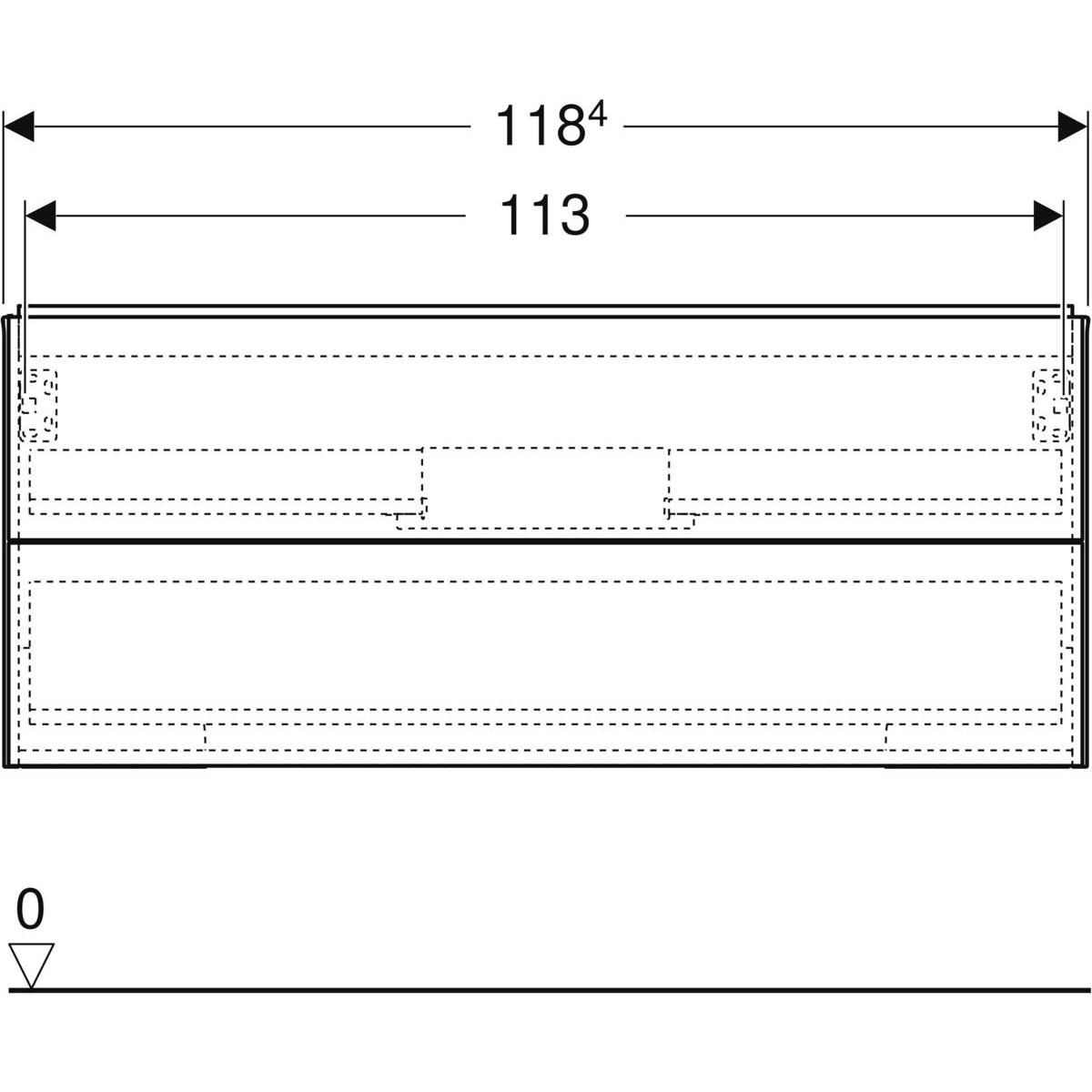 Meuble bas pour lavabo Geberit ONE, avec deux tiroirs: Largeur de lavabo=120cm, H=50.4cm, T=47cm, blanc / laqué mat