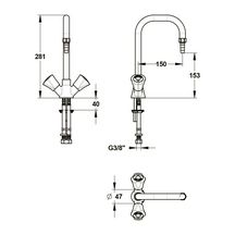 Mélangeur 2 robinets sur table s150 embout démont