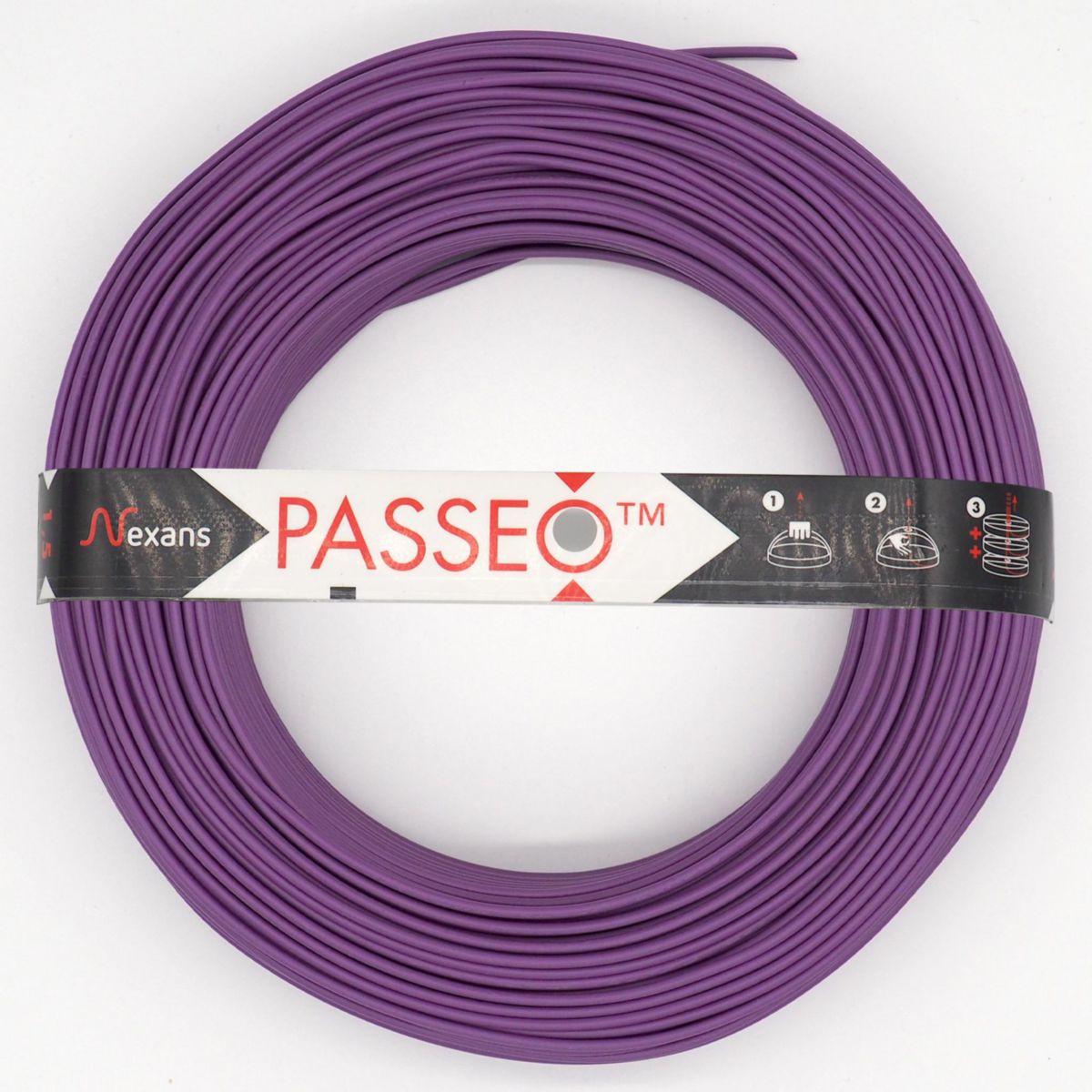 Fils de câblage résidentiel rigides H07VU 1 x 1,5 - violet - couronne de 100 mètres