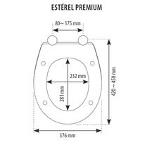 Abattant en résine thermodurcissable, Esterel Premium, bactéricide, blanc, à fermeture ralentie, 2,3 kg réf. 95900310