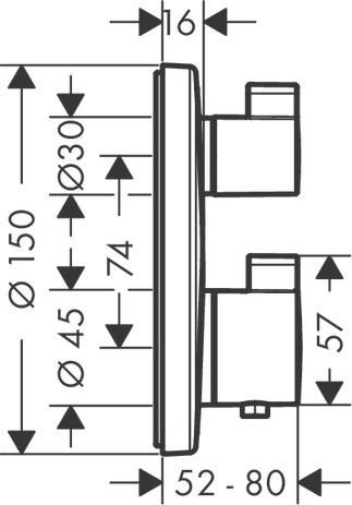 hansgrohe Ecostat S Set de finition pour mitigeur thermostatique encastré avec robinet d'arrêt et inverseur, Noir chromé brossé