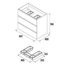 Meuble FUSSION LINE 700 3 TIR ALSACE 697 x 868 x 450 mm réf: 26564