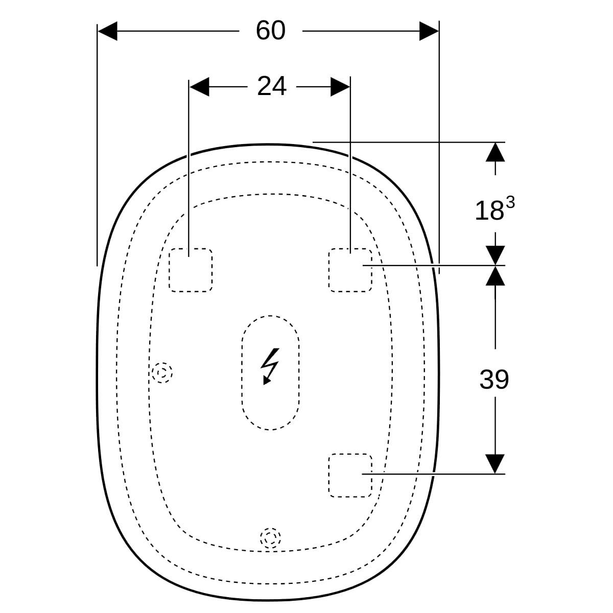 Miroir LED Geberit Option Oval, avec éclairage indirect, 60x80cm