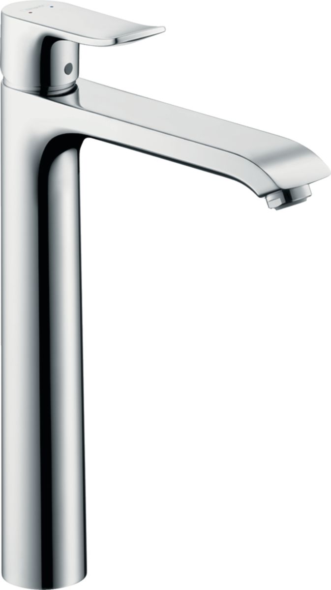 hansgrohe Metris Factice Mitigeur de lavabo 260 surélevé pour vasque libre, avec tirette et vidage, Chrome