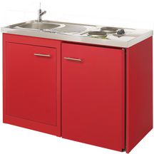 Porte de caisson associée meuble bas cuisinette CLIPMETAL COLOR 120 cm, Coloris Carmin