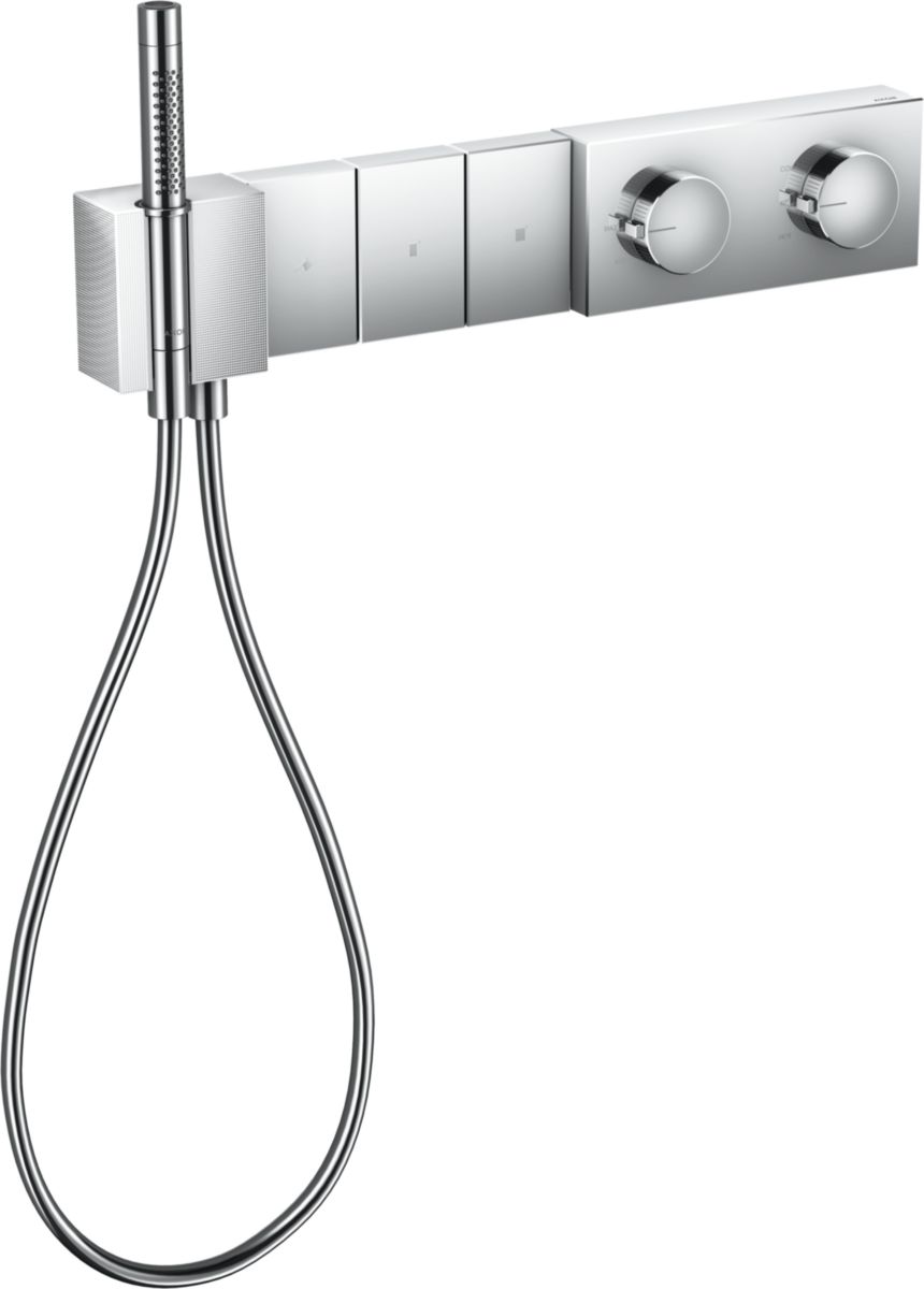 AXOR Edge Module thermostatique Select encastré 540 / 100 avec 3 fonctions et douchette tube 2jet, coupe diamant, Chrome