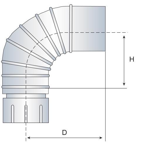 Coude plissé 90° émaillé 7 / 10e soudé en continue, diamètre 150 mm, noir mat (RAL 9019) CD 90 150 E NM Réf. 56150941/0