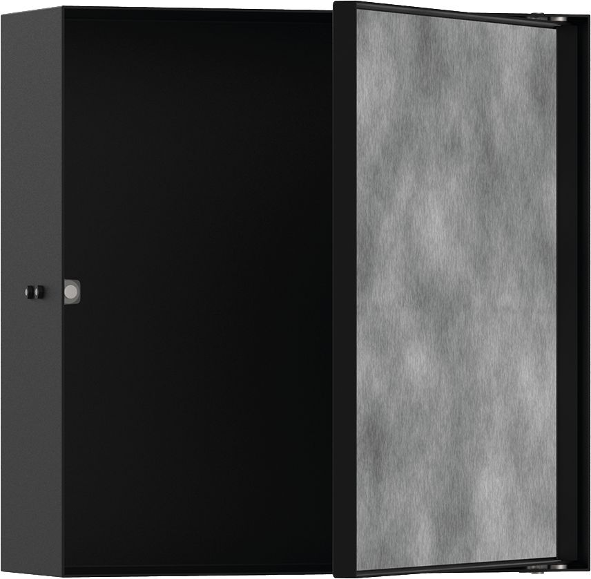 hansgrohe XtraStoris Rock Niche murale 300/300/100 avec porte à carreler, Noir mat