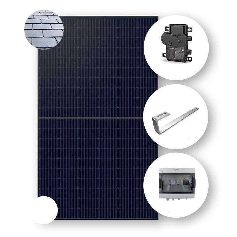 Kit PV Premium complet  sur toiture tuile ardoise ETN 3KWc avec micro onduleur Enphase . Panneaux Duonergy 500Wc Bif Biver: 2094x1134x30mm réf: DN-BT132N-KIT1-PREMIUM