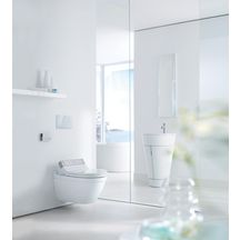 Lavabo STARCK 1, pour meuble sous lavabo 9520, diamètre 58, avec trop-plein et plage de robinetterie, cache trop-plein chromé inclus, Blanc Réf. 0406580000