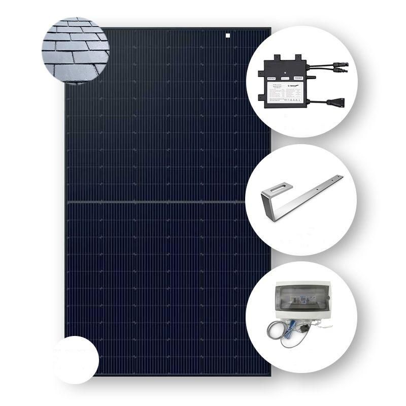 Kit PV Access complet sur toiture tuile ardoise ETN 3KWc avec micro onduleur Solenzo . Panneaux Duonergy 500Wc Bif Biver: 2094x1134x30mm réf: DN-BT132N-KIT1-ACCES