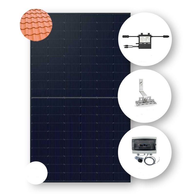 Kit PV Access complet sur toiture tuile meca ETN 6KWc avec micro onduleur Solenzo . Panneaux Duonergy 500Wc Bif Biver: 2094x1134x30mm réf: DN-BT132N-KIT4-ACCES