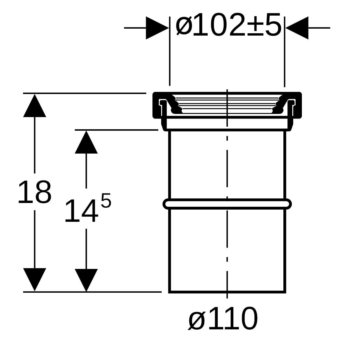 Manchon de raccordement Geberit avec manchette et joint torique: d=110mm