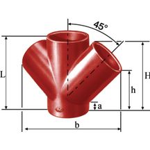 Embranchement Culotte double SMU S 45° en fonte diamètre nominal 100-100mm Réf. 156709 PAM