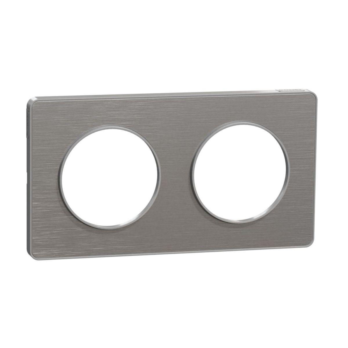 Odace touch, plaque aluminium brossé liseré alu 2 post. horiz./vert. 71 mm réf. S530804J