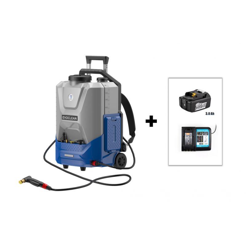 Set nettoyeur à pression EVOCLEAN + 1 batterie 18V 3.0 Ah MAKITA + 1 station de charge rapide Réf. 3009350