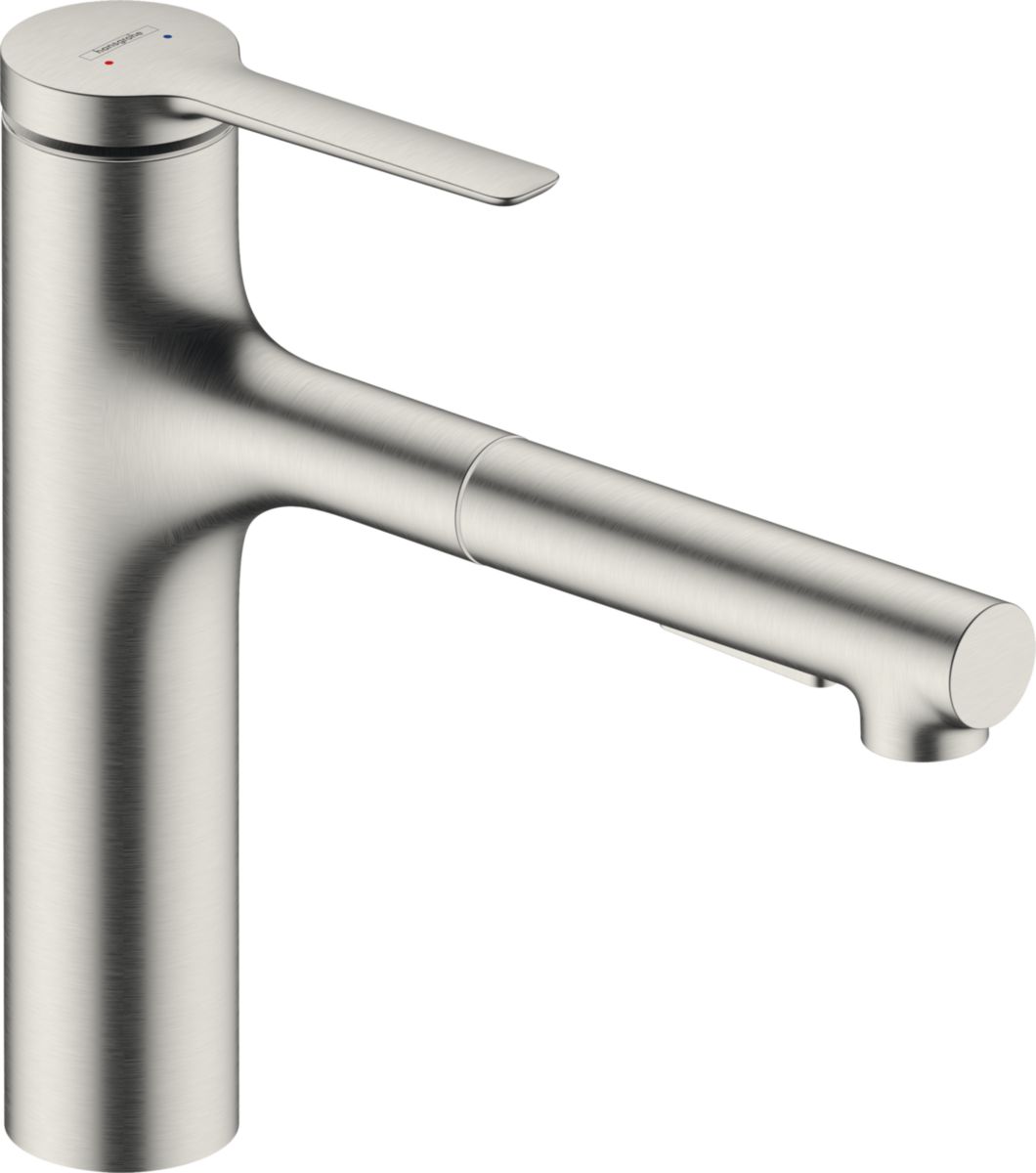 hansgrohe Zesis M33 Mitigeur de cuisine 160, douchette extractible, 2jet, Aspect acier inox