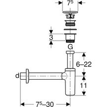 Évacuation de lavabo avec siphon, recouvrement de soupape et manchette, sortie horizontale, pour lavabo Geberit ONE: d=32 / 40mm, G=1 1/4", blanc / chromé brillant