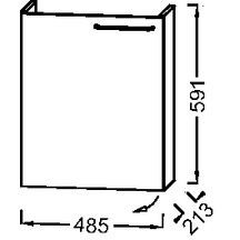 Meuble sous lave-mains. L48,5 x P21,3 x H59,1 cm. 1 porte à fermeture ralentie. Charnières à gauche. A commander avec le lave-mains EGO112-55. Mélaminé brillant Blanc Réf. EB2581G-R5-N18