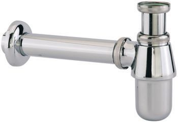 Siphon de lavabo laiton grand culot européen chromé 33x42 avec sortie murale 13040000000