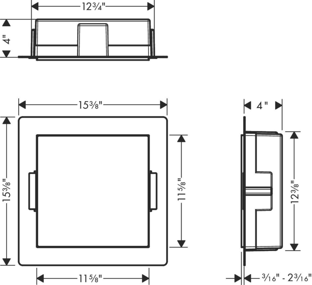 Niche murale 30 x 30 x 10 cm avec cadre ouvert aspect acier : Réf : 56073800