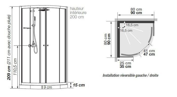 Cabine de douche Eden2 coulissant 90rd réf. CA834