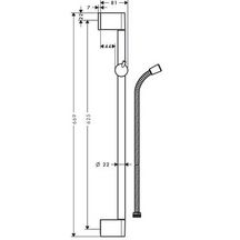 Barre de douche UNICA'C 65 cm D 22 mm avec support pour flexible Metaflex 1,60 m à embout conique, chromé réf. 27615000