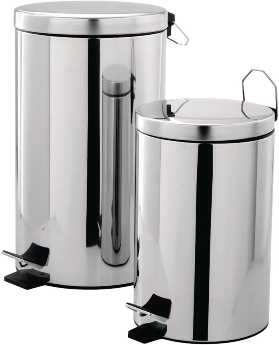 Poubelle 12 litres, D 245 mm, H 386 mm, inox poli brillant réf. 60563