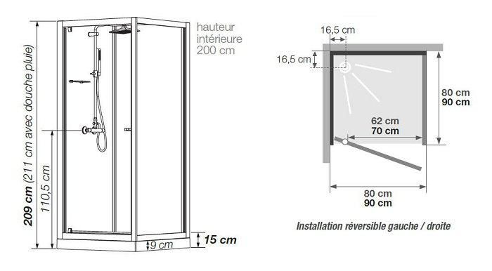 Cabine de douche Eden2 pivotant 90 réf. CA822