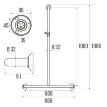 Barre de douche en T, Laiton chromé D 32 mm réf. 381537