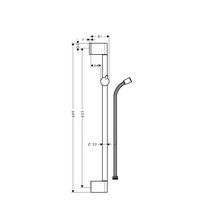 Barre de douche UNICA'C 65 cm D 22 mm avec support pour flexible Metaflex 1,60 m à embout conique, chromé réf. 27615000