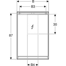 Armoire de toilette Geberit ONE avec ComfortLight et une porte, montage en apparent, hauteur 90 cm: blanc / aluminium thermopoudré, Porte=Charnières à droite