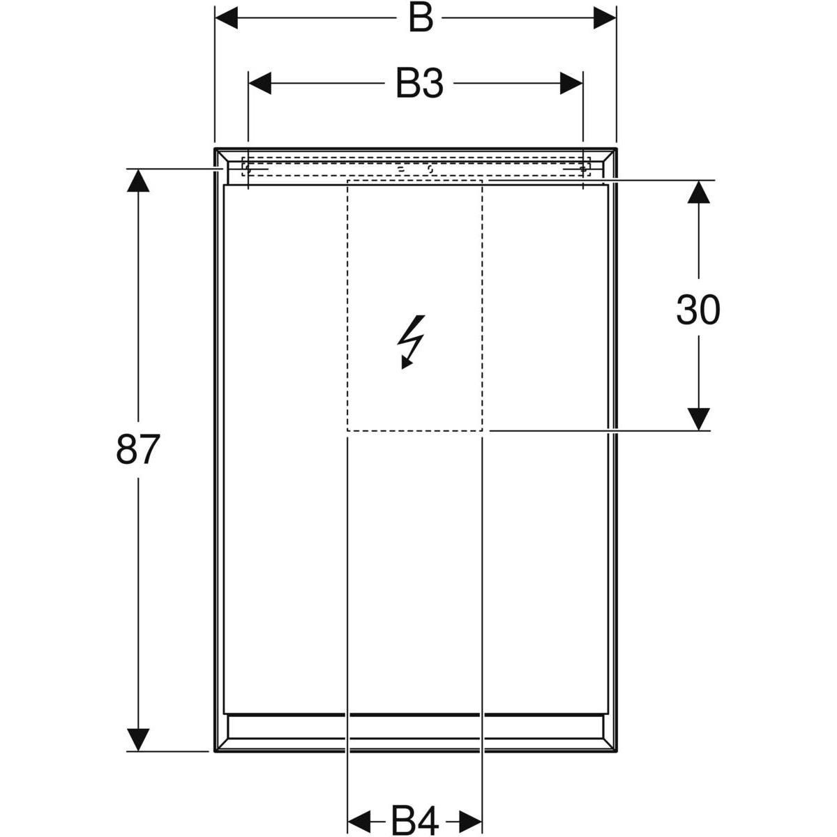 Armoire de toilette Geberit ONE avec ComfortLight et une porte, montage en apparent, hauteur 90 cm: blanc / aluminium thermopoudré, Porte=Charnières à droite