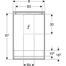 Armoire de toilette Geberit ONE avec niche et ComfortLight, avec une porte, montage en apparent, hauteur 90 cm: blanc / aluminium thermopoudré, Porte=Charnières à droite