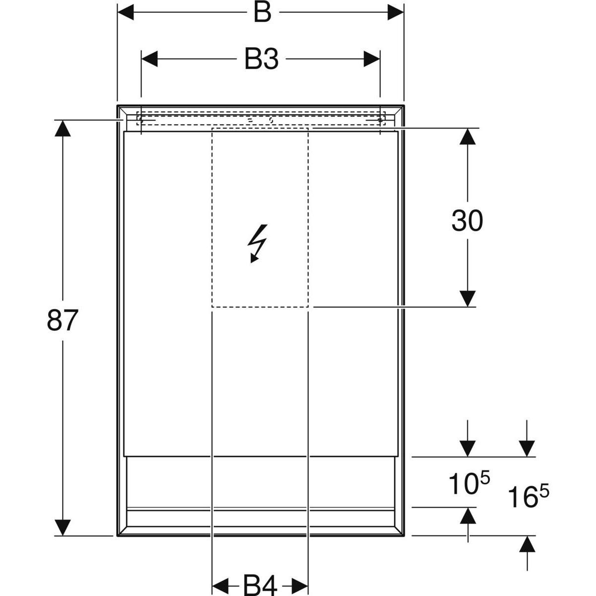 Armoire de toilette Geberit ONE avec niche et ComfortLight, avec une porte, montage en apparent, hauteur 90 cm: blanc / aluminium thermopoudré, Porte=Charnières à droite