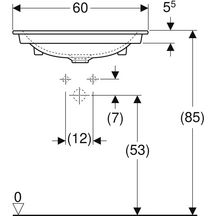 Lavabo pour meuble Geberit ONE, sortie verticale: B=60cm, T=48cm, Trou de robinetterie=Au centre, Trop-plein=Sans, blanc / KeraTect