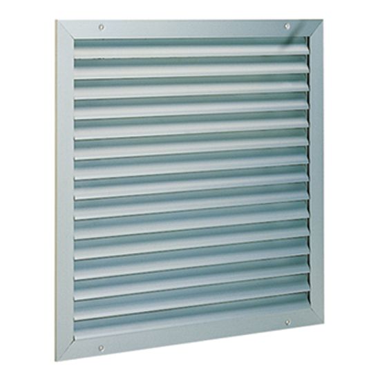 Grille extérieure murale en alu anodisé - Prise air neuf/rejet air vicié - AWA 251 - 300x300mm  Ailettes horizontales inclinées à 45° - Grillage de protection à mailles carrées 12x12mm en acier galva 11052039