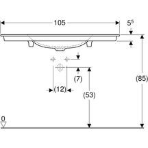 Lavabo pour meuble Geberit ONE, sortie verticale: B=105cm, T=48cm, Trou de robinetterie=Sans, Trop-plein=Sans, blanc / KeraTect