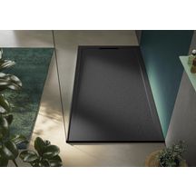 Receveur de douche Halo Slate aspect ardoise en akron rectangulaire 100 x 90 cm noir Réf. 53029120