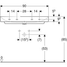 Lavabo Geberit ONE sortie verticale: B=90cm, T=48cm, Trou de robinetterie=Sans, Trop-plein=Sans, blanc / KeraTect